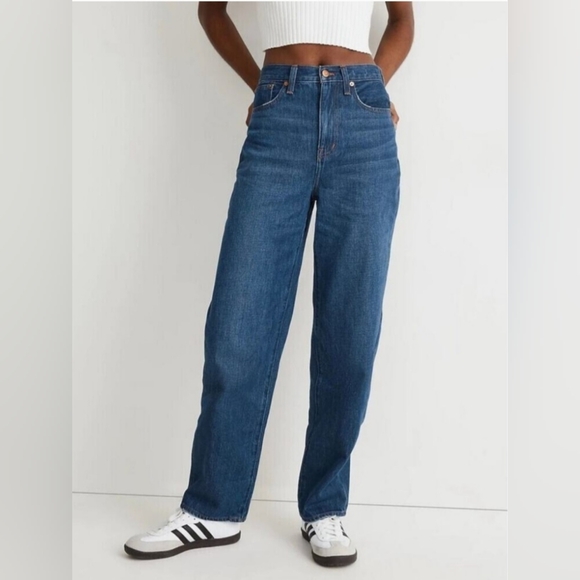 NWT Madewell High Rise Baggy Straight Leg Blue Jeans - Picture 2 of 8